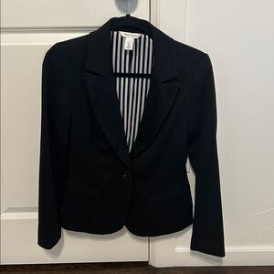 White House Black Market white black stripe Bettlejuice Striped Lining Blazer 4